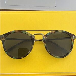 I-Sea Men's Tortoiseshell Round Sunglasses - Green Lenses